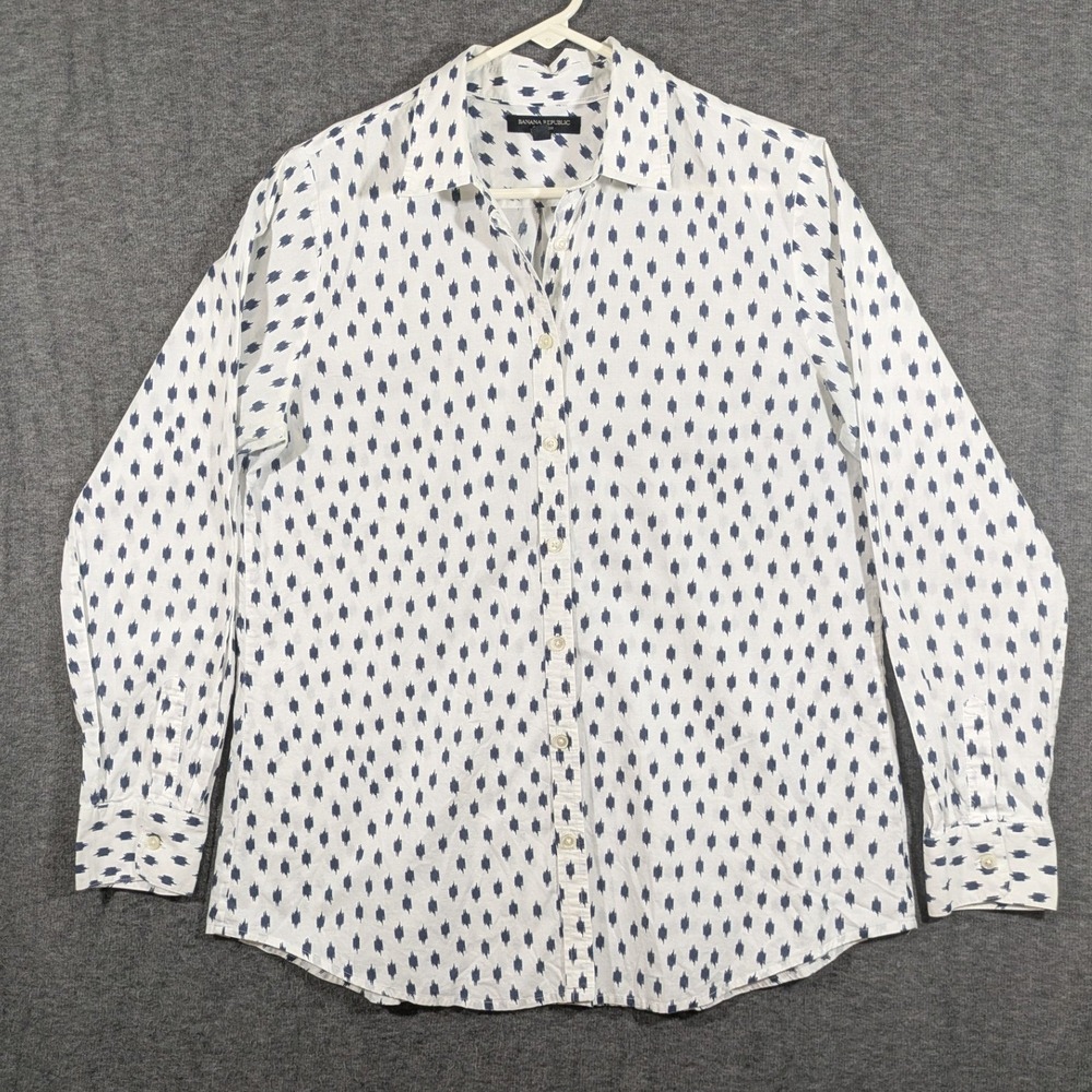 Banana Republic 100% Cotton‎ Soft Wash White Mens Button Down Shirt Size L